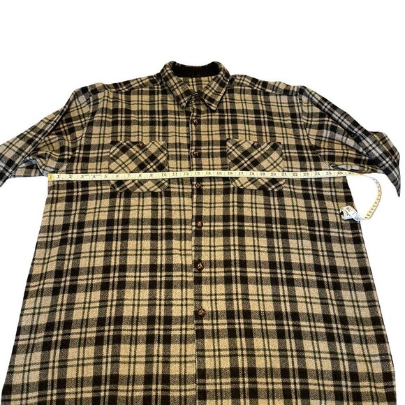 VINTAGE Plaid Fleece Button Down Long Sleeve Shirt Wool Blend Canada Men's Large - Picture 10 of 13
